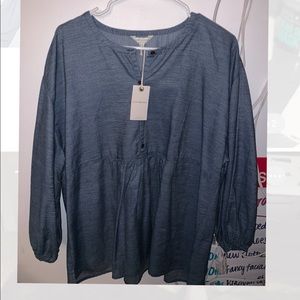 Blue striped puff shirt